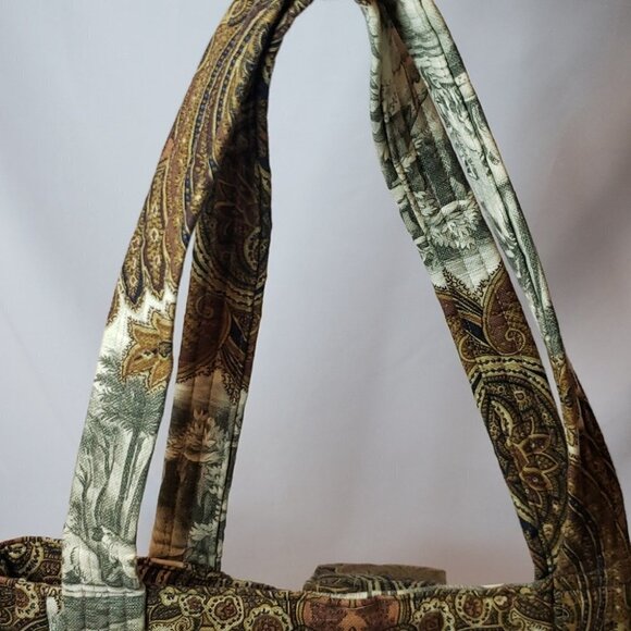 HOBO Handbag Carpet bag Canvas Tapestry 6" x 12" x 12"  brown gold white grey - Picture 3 of 8